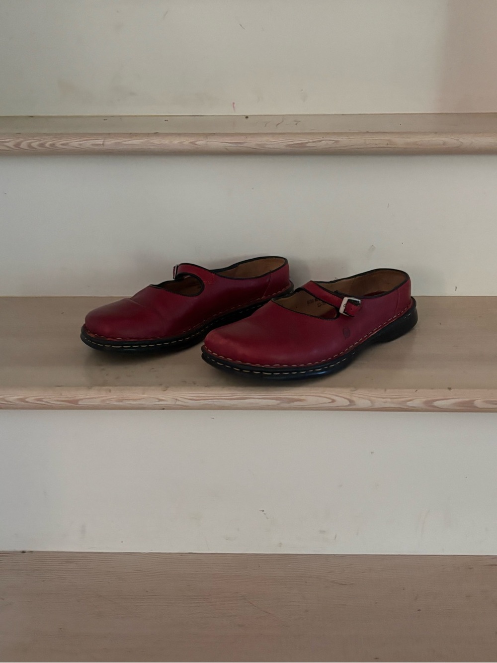 Born Red Leather Mary Jane Clogs with Buckle - Picture 9 of 9